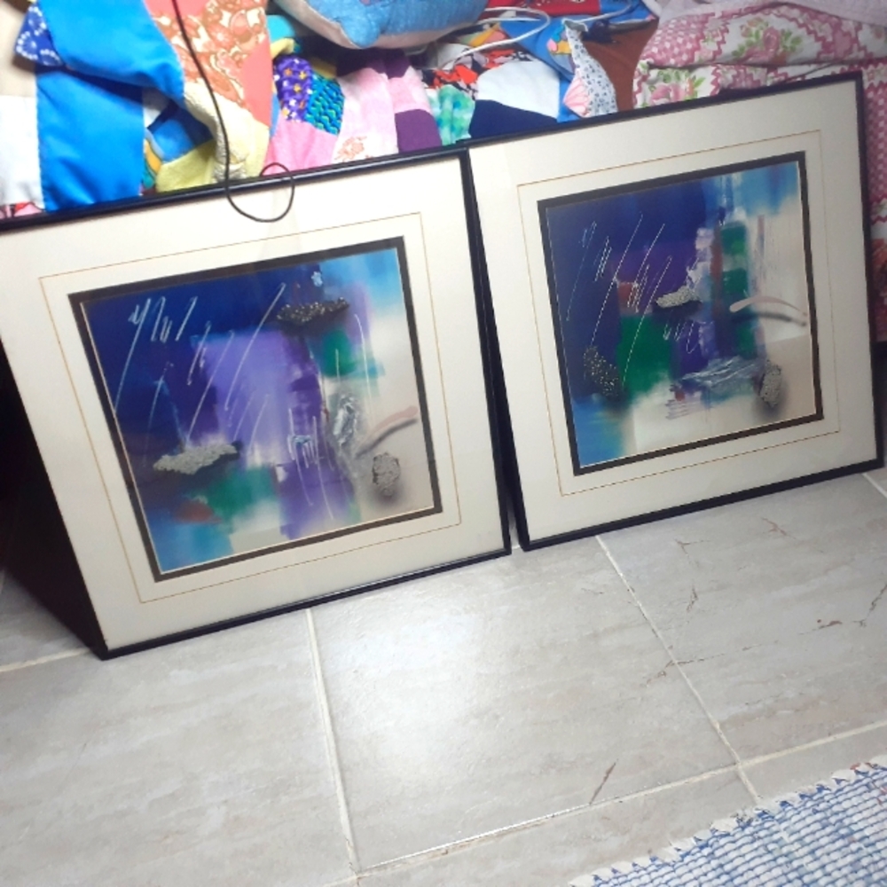 {TWO} Laurie FIELDS Prints 1) Estampado Cifrado IV & 2) Cipher III